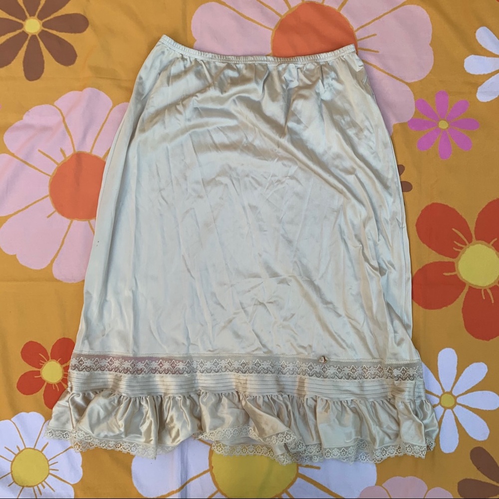 ❌SOLD❌Vintage Slip Silk Midi Skirt